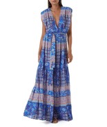 Melissa Odabash Aria Bohemian Long Dress Large Blue V Neck - £110.05 GBP