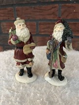 2 Father Christmas Santa Claus Porcelain Ceramic Figurines Collectible 6&quot; Tall - $12.35