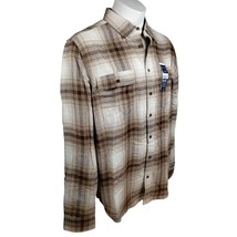 George Mens XLT Vallejo Tan Plaid Soft Flannel Long Sleeve Button Down Shirt - £14.57 GBP