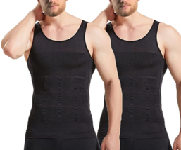 Men&#39;s 2 Pk of Body Shapers  Chest &amp; Tummy Firming Black LARGE NEW - £18.11 GBP