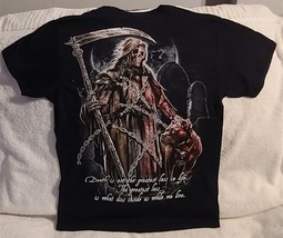 Grim Reaper Pitbull Dog Chains Scythe Moon Gravestone T-SHIRT Shirt - £9.23 GBP