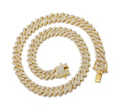 Mens Miami Cuban Link Chain Necklace 12mm Diamond Hip - £49.34 GBP
