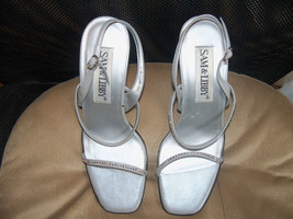 Sam &amp; Libby Silver w/Rhinestones High Heel Dress Shoes Size 8 1/2 M Wome... - £23.83 GBP