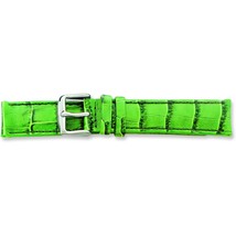 de Beer Green Crocodile Grain Leather Watch Band 22mm Long Silver Color - £23.94 GBP