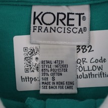Koret Shirt Womens S Green Short Sleeve Spread Collar Button Stripe Polo - £18.18 GBP