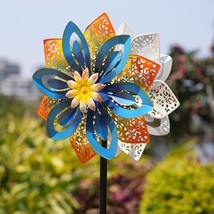 Double Kinetic Metal Wind Spinner Stake Garden Yard Lawn Home Art Decor ... - $22.76