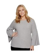 NWT Womens Plus Size 2X Vince Camuto Gray Midweight Bell Sleeve Ribbed S... - £23.11 GBP