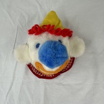 Vintage Eden Toys Musical Clown Head Plush Wind Up Toy Works Primary Colors Wall - £23.73 GBP
