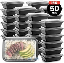50 Pack Premium 25Oz. Meal Prep Bap Free Plastic Microwavable Food Containers Us - £52.11 GBP