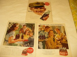 1950&#39;s VTG Coke Coca Cola Soda Magazine Ad Lot of 3 - $12.75