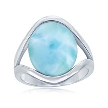 Sterling Silver Oval Larimar with Open Sides Ring - £82.26 GBP