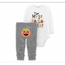 Carter&#39;s 2-Piece unisex &quot;My First Halloween&quot; Pumpkin Bodysuit Pant Set ~ Sz 18m - £11.85 GBP