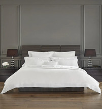 Sferra Classico White King Duvet Cover Solid Hemstitch 100% Linen Italy New - $540.00