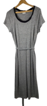 Cato Belted Maxi Dress 14W 16X XL 1X Gray Stretch Knit Short Sleeve Casual - £29.28 GBP