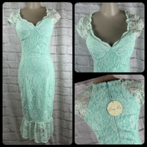 Lindy Bop April Dress Women&#39;s US 4 UK 8 Lace Teal Peacock Retro Sleevele... - $49.49