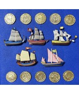 Vintage Pirateology Game Replacement Pieces: All 5 Pirate Ships + 10 Gol... - $212.40 MXN