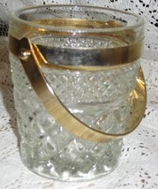 Pressed Glass Basket/Container with Brass Handle - £6.39 GBP