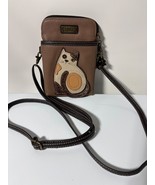 Chala Crossbody Cell Phone Purse Cat Design In Brown Faux Leather - $24.28