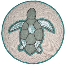 Sea Turtle Beaded Placemats Set Of 4 Charger 14" Rd Summer Beach House Nautical - £77.34 GBP