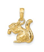 14K Yellow Gold 3D Squirrel &amp; Nut Charm Pendant Jewelry 16mm x 12mm - £231.23 GBP