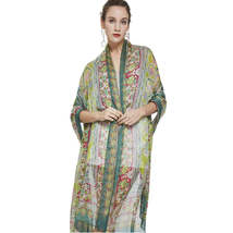 Anyyou 100% Mulberry Silk Green Long Scarf Luxury Brand Women Beach Shawl Wear S - £70.37 GBP