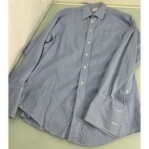 Vintage Brooks Brothers Makers French Cuff Made In USA  Blue Gingham 17-5 XL - £31.89 GBP
