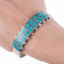 6.5&quot; Vintage Zuni chip inlay sterling bracelet - £154.69 GBP