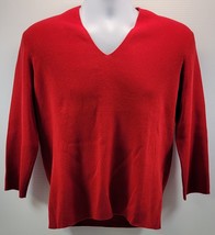 L) Grandoe g Knitwear Woman Red V-Neck Sweater Shirt 1X Acrylic Cotton - $19.79