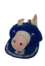 Vintage &quot;New Pig Corportion&quot;  Trucker Hat Blue 3D Plush Animal Funny - £9.30 GBP