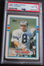 1989 Topps Traded #70T Troy Aikman RC Dallas Cowboys Football Card PSA 8 NM-MT - £28.04 GBP