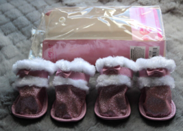 Smoochie Pooch Pink/White Glitter Dog Boots, Large - $12.19