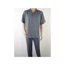 Mens MONTIQUE 2pc Walking Leisure Suit Matching Set Short Sleeves 696 Solid Gray image 2