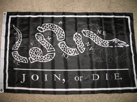 Black Benjamin Franklin Join Or Die Super 2Ply 600D 3X5 Flag (Double Sided) - £46.20 GBP