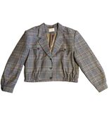 Pendleton Women Houndstooth Brown Short Jacket 3 buttons 100% Virgin Wool - $85.54