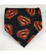 D.C. Comics Superman fiery logo Men&#39;s Novelty Tie - 55 3&#39;4&quot; long x 3 7/8... - £7.69 GBP