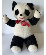 Jumbo 32” TALL VINTAGE MARY MEYER PANDA PLUSH ANIMAL Vermont Red Bow Rare! - $248.35