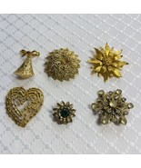 Lot of 6 Vintage Golden Brooches/Pins All Unsigned - £15.70 GBP