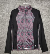 RBX Jacket Womens Large Pink Black Patterned Athletic Track Full Zip Pockets - £13.46 GBP