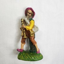 Vintage Chalkware Bagpiper Manger Nativity Figurine Italy Christmas - £12.66 GBP