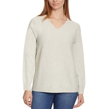 Ella Moss Womens Sweater V-Neck Long Sleeves Ribbed Soft Size: M, Heather Gray - £19.98 GBP