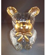 Glass Figurine Teddy Bear with Gold Trim Crystal Rib Design - £7.95 GBP