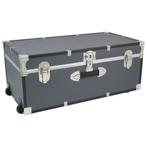 Storage Chest Trunk Footlocker with Wheels Lock Gray Luggage Collegiate Dorm - £126.74 GBP