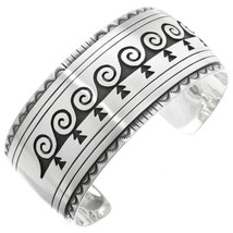 Navajo Hopi Style Sterling Silver Overlay Waterwave Bracelet Mens Cuff s... - $692.01