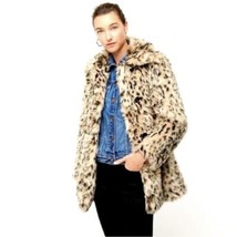 J Crew Women’s Faux Fur Pale Leopard Print Coat Size Medium NWT Rare Sold Out - £151.39 GBP