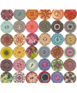 Bag of 100 Buttons ~ Multicolored ~ Various Sizes ~ Decorative Wooden Bu... - $28.06 CAD