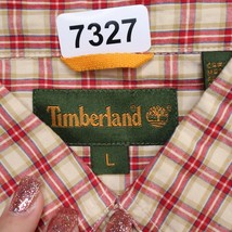 Timberland Shirt Adult L Orange Check Long Sleeve Button Up Casual Western Mens - $29.68