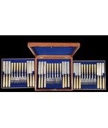 Vintage Aaron Hatfield AH * JH 36 Piece Flatware Knife &amp; Fork Set in Box - $369.21 CAD