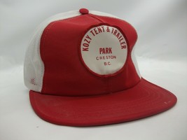 Kozy Tent Trailer Park Patch Hat Vintage Red White Snapback Trucker Cap - £23.96 GBP