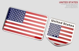Set  USA Flag Trunk Side Tailgate Emblem s Stickers Auto Trunk Tailgate Motorbik - £73.23 GBP