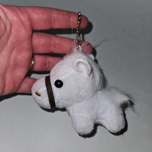 White Horse Plush Keychain Small 3.5&quot; Long Stuffed Animal Toy Big Head - $9.85